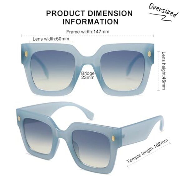 Vintage Oversized Square Sunglasses Retro Chic UV400 Protection Y2K Style